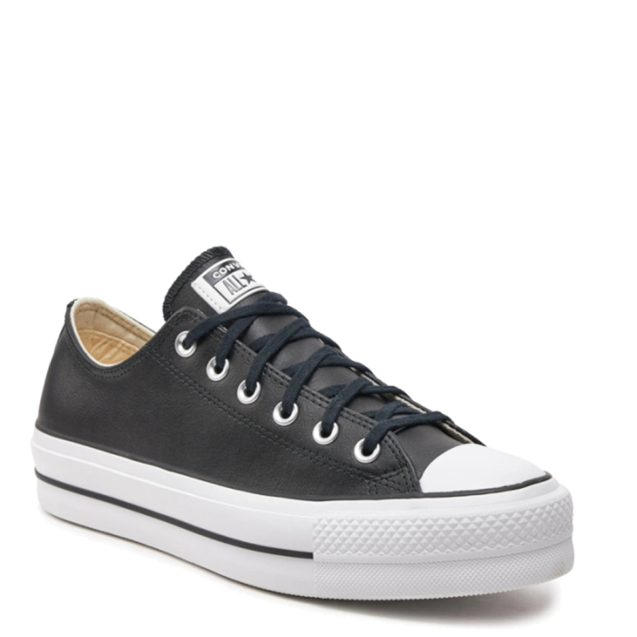 Converse All Star Leather Platform Low (Black/White)