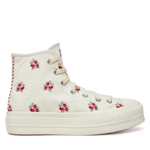 CONVERSE Chuck Taylor All Star Lift Platform Rose Cross Stitch A13659C White